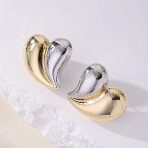 Gold and Silver Heart Earrings